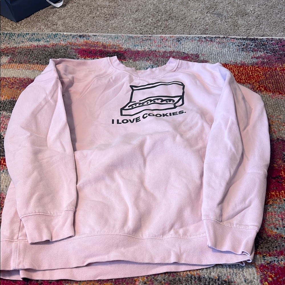 Pink Crewneck Sweater with Graphic Design